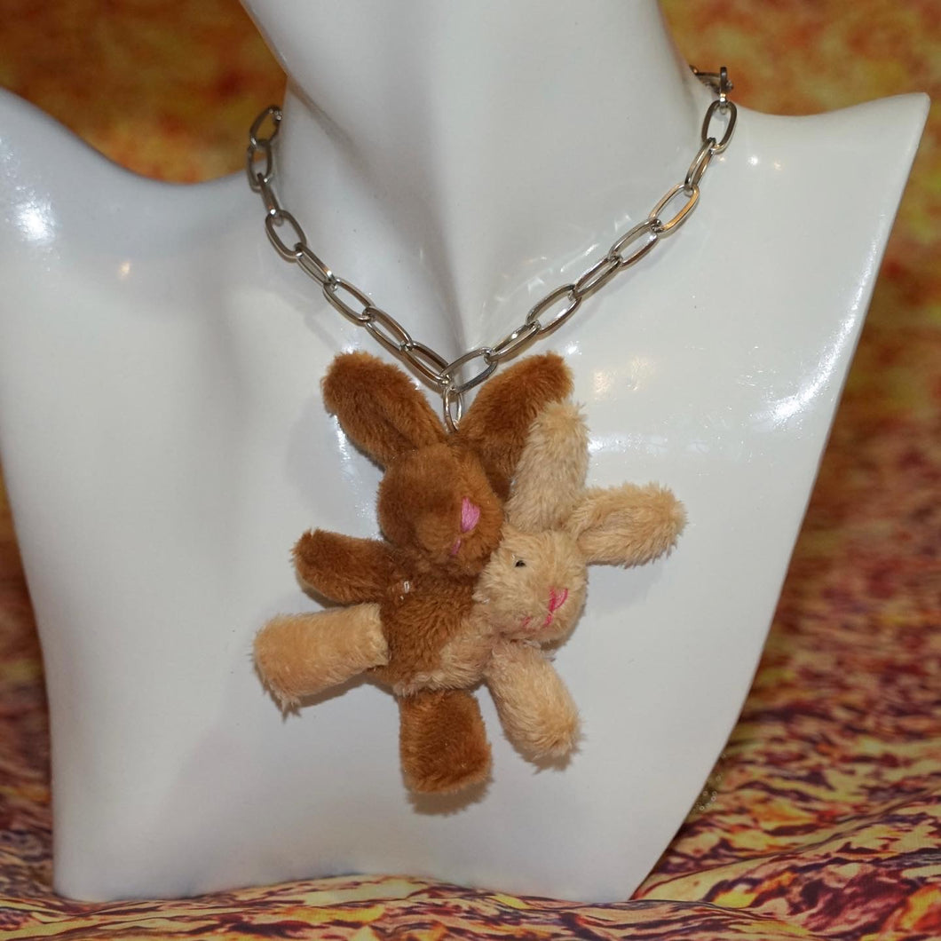 Two Head Bunny Necklace